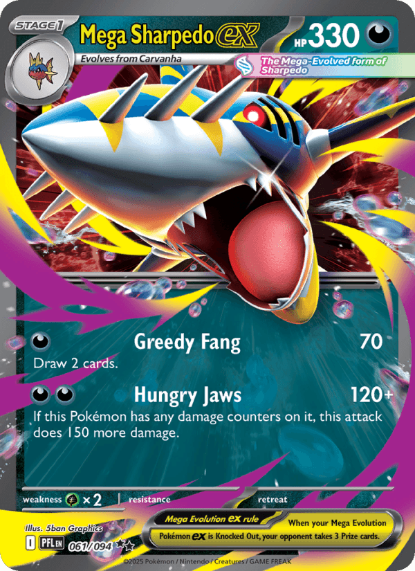 Mega Sharpedo EX from PHANTASMAL FLAMES 2025