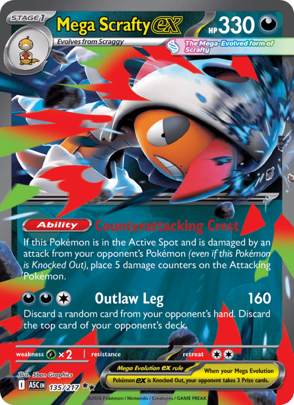 Mega Scrafty EX from ASCENDED HEROES 2026