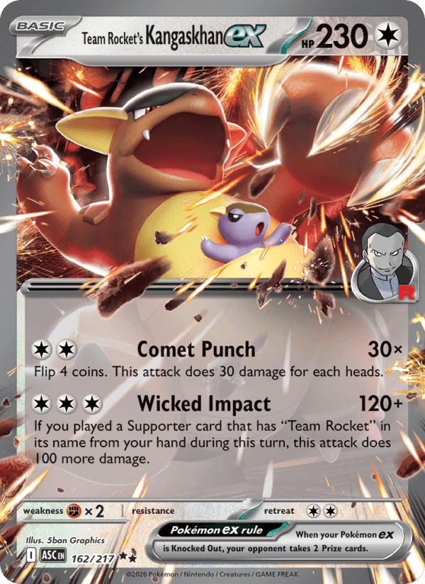 Team Rocket's Kangaskhan EX from ASCENDED HEROES 2026