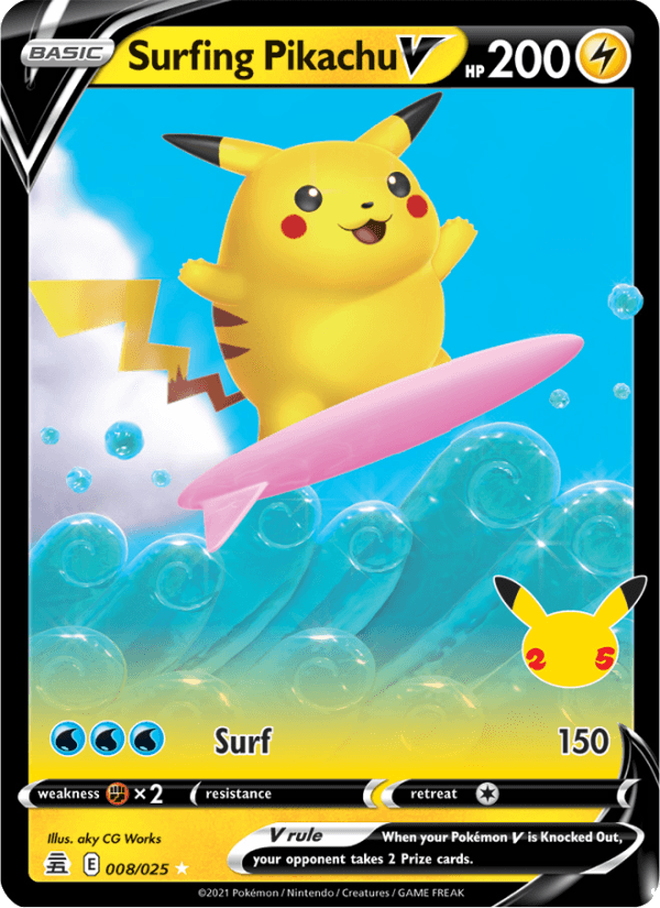 Surfing Pikachu V from 25TH ANNIVERSARY COLL. 2021