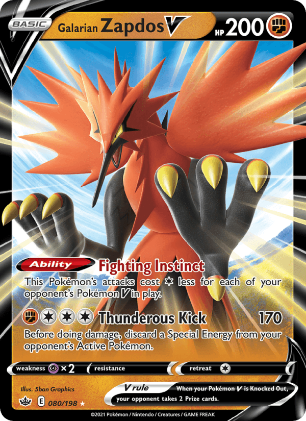 Galarian Zapdos V from CHILLING REIGN 2021