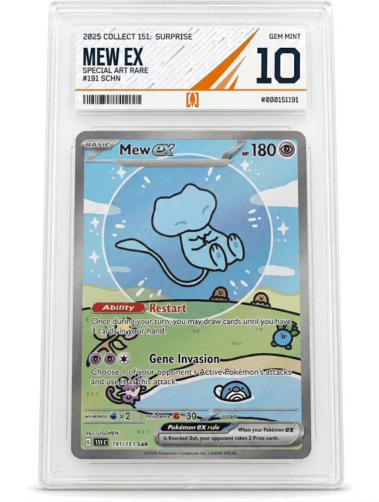 Mew ex Special Art Rare Pokemon card, RKT Gem Mint 10 slab